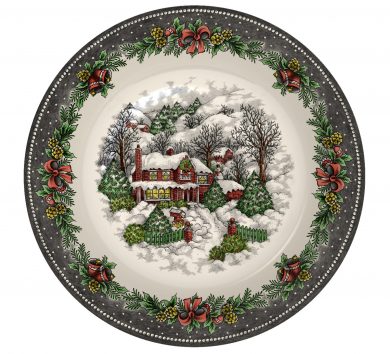 Christmas Village Pottery Cereal Bowl