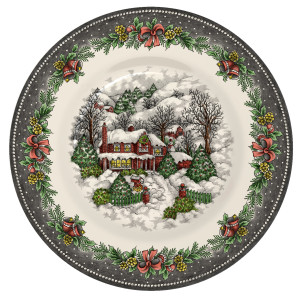 Christmas Village Pottery side plate