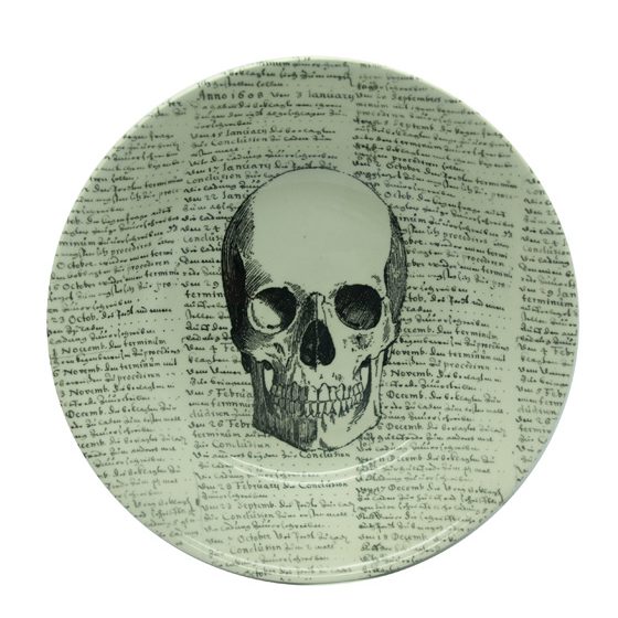 Skull with script cereal bowl
