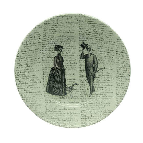 victorian couple with script- cereal bowl