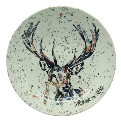 Contemporary Christmas pasta bowl featuring a stag