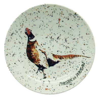 Contemporary Christmas plate featuring a pheasant
