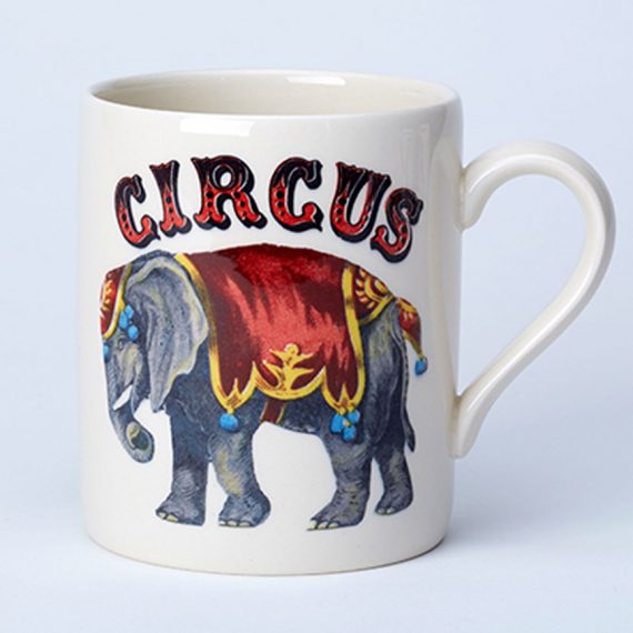 Elephant circus mug made in Staffordshire, England