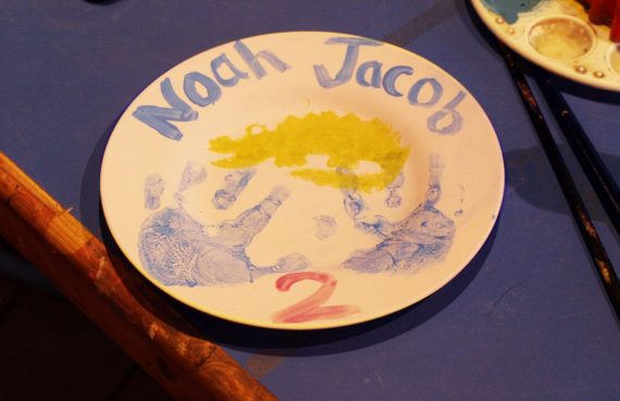 Ceramic Cafe plate painted at the Mother and Toddler sessions.