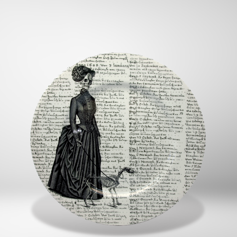 Victorian Lady with Script Dinner Plate, part of the Skulls collection by Royal Stafford